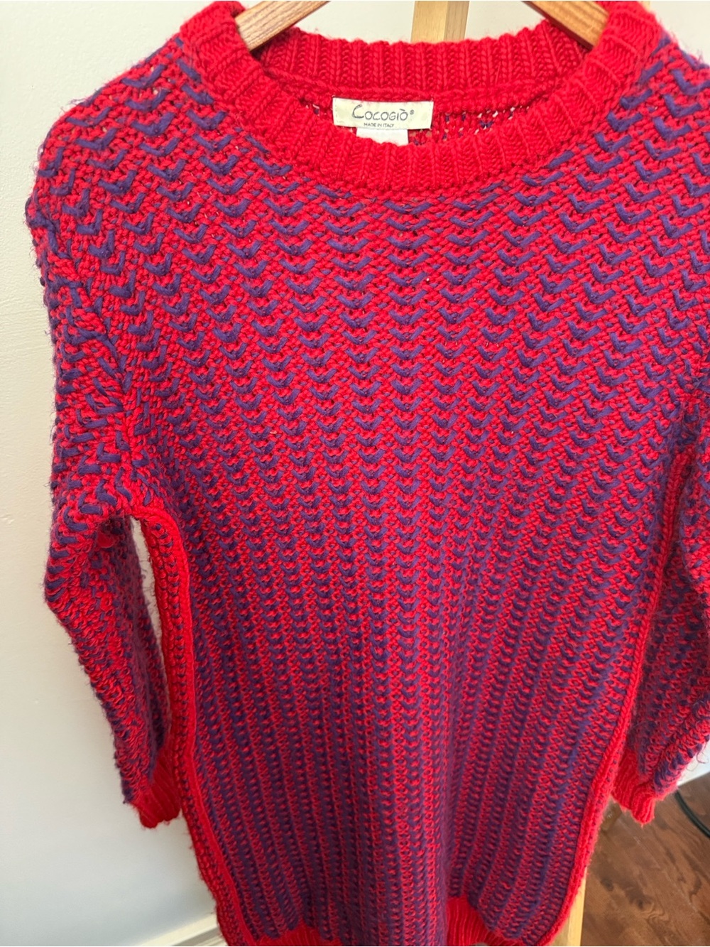 Cocogio Red & Purple Crewneck Knit Dress